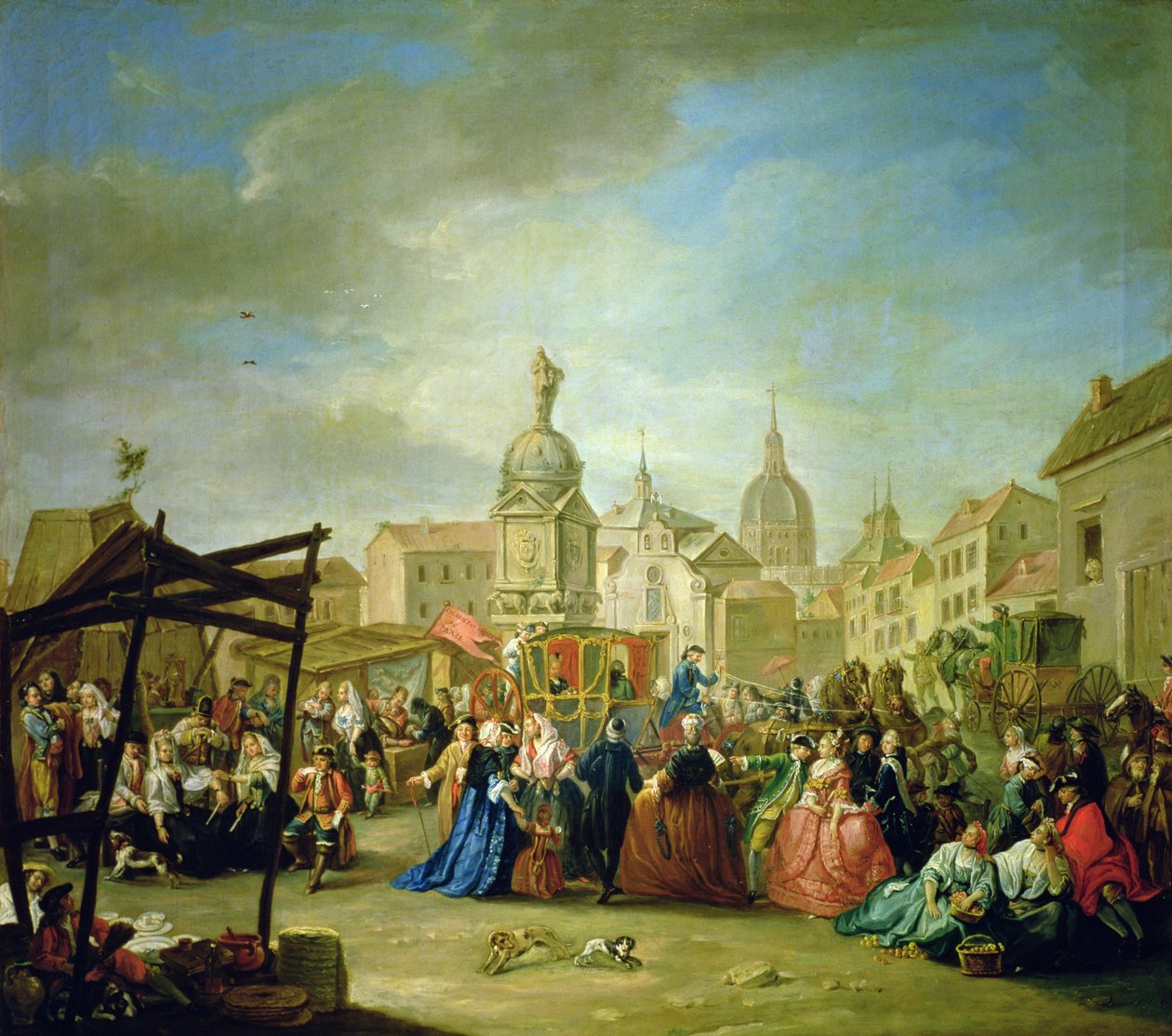 Jarmark madrycki na Plaza de la Cebada (olej na płótnie) (szczegóły w 113060) autorstwa Manuel de la Cruz y Cano