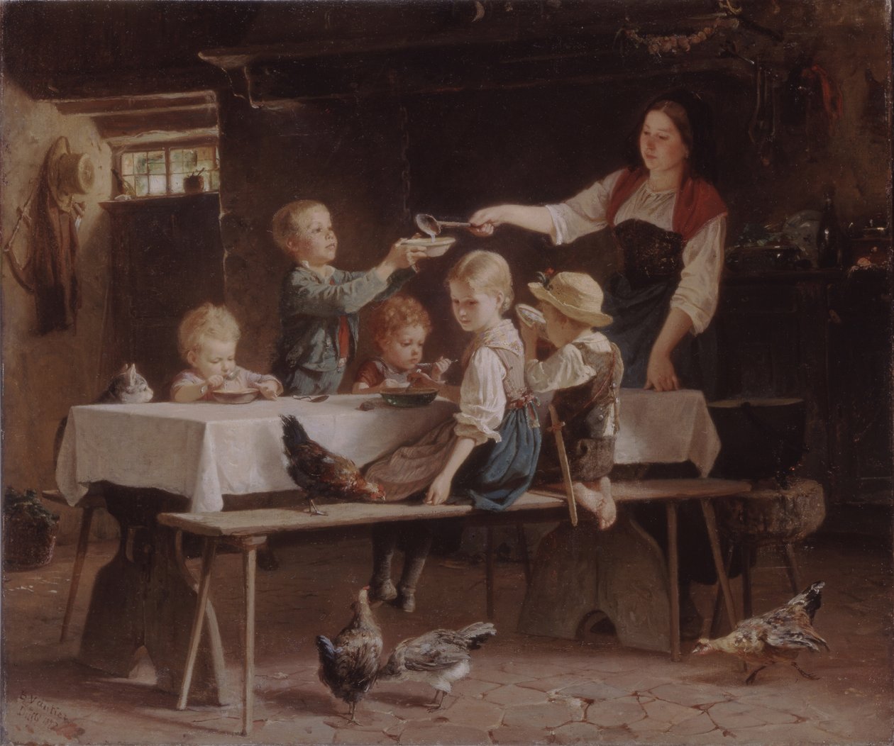 Dzieci na lunchu, 1857 autorstwa Marc Louis Benjamin Vautier the Elder