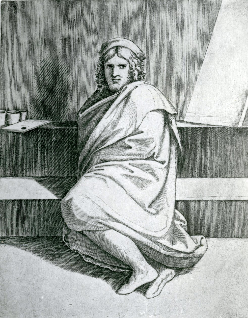 Rafael w płaszczu, ok.1520 autorstwa Marcantonio Raimondi