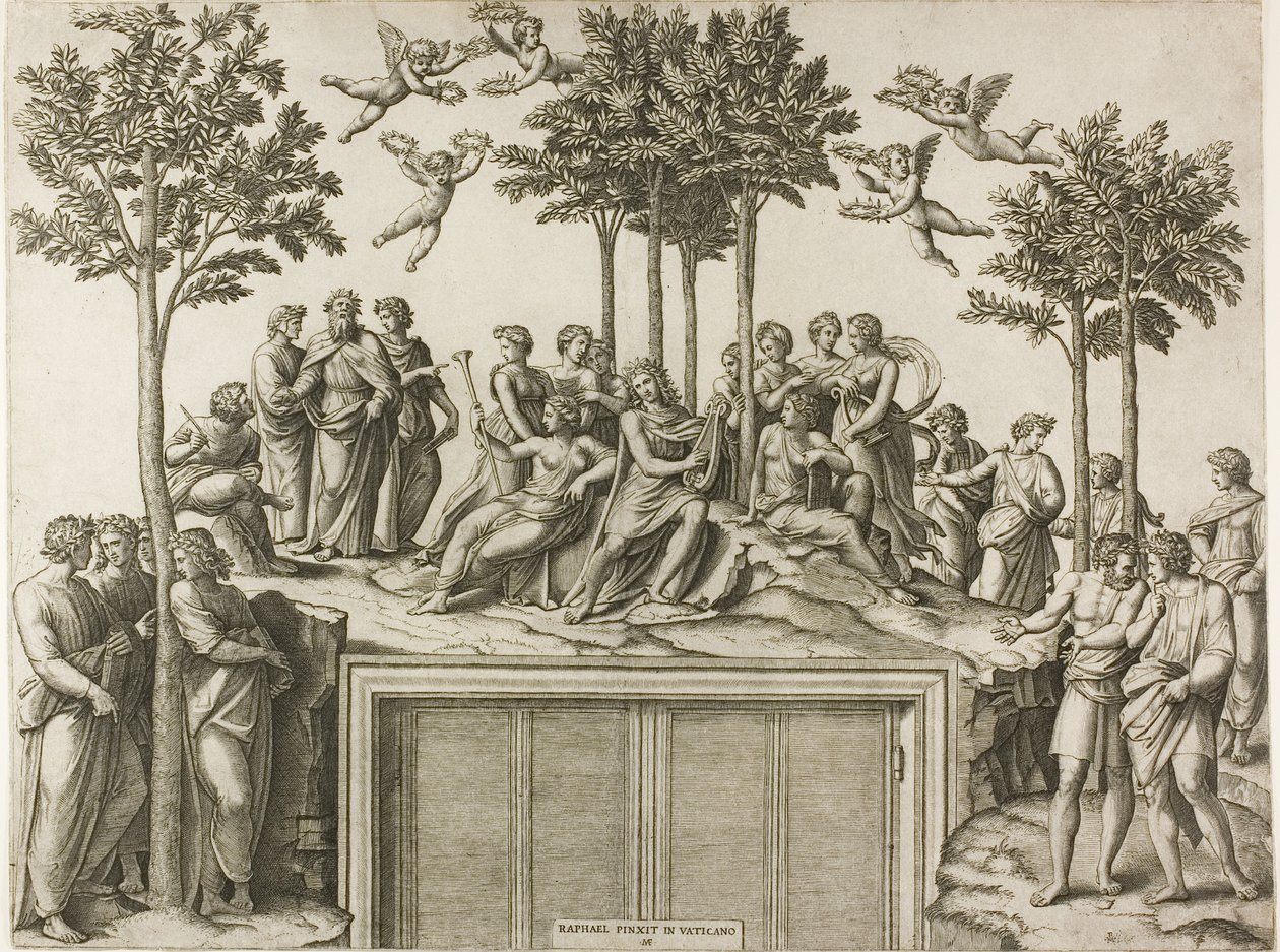 Apollo na Parnasie autorstwa Marcantonio Raimondi