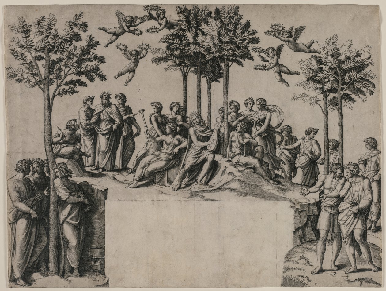 Apollo na Parnasie autorstwa Marcantonio Raimondi