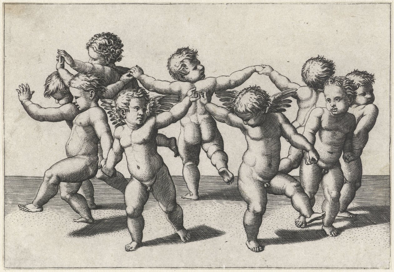 taniec putti autorstwa Marcantonio Raimondi