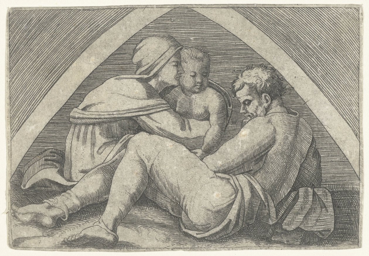 Święta Rodzina pod łukiem autorstwa Marcantonio Raimondi