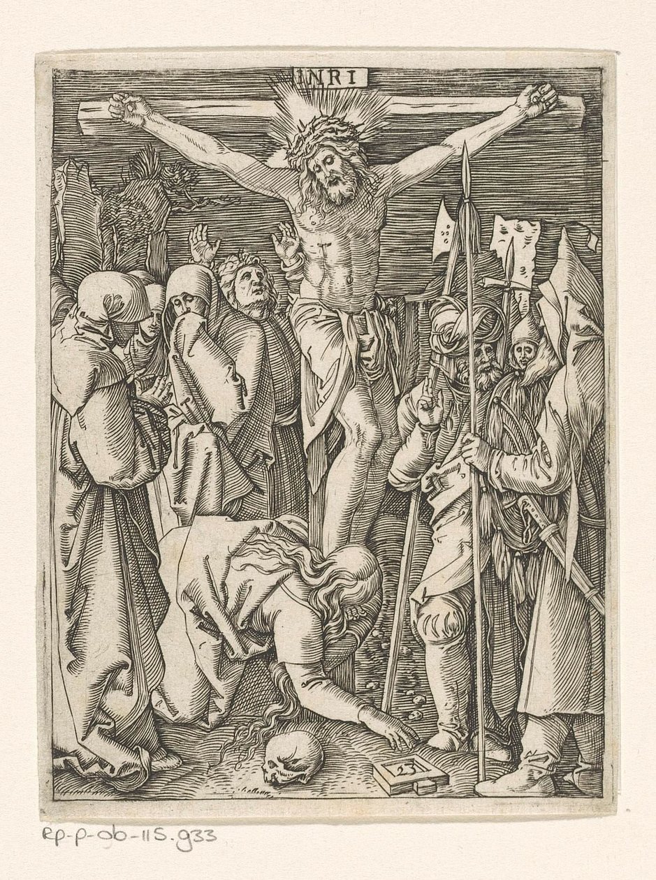 Ukrzyżowanie Męka Chrystusa (tytuł serii) autorstwa Marcantonio Raimondi