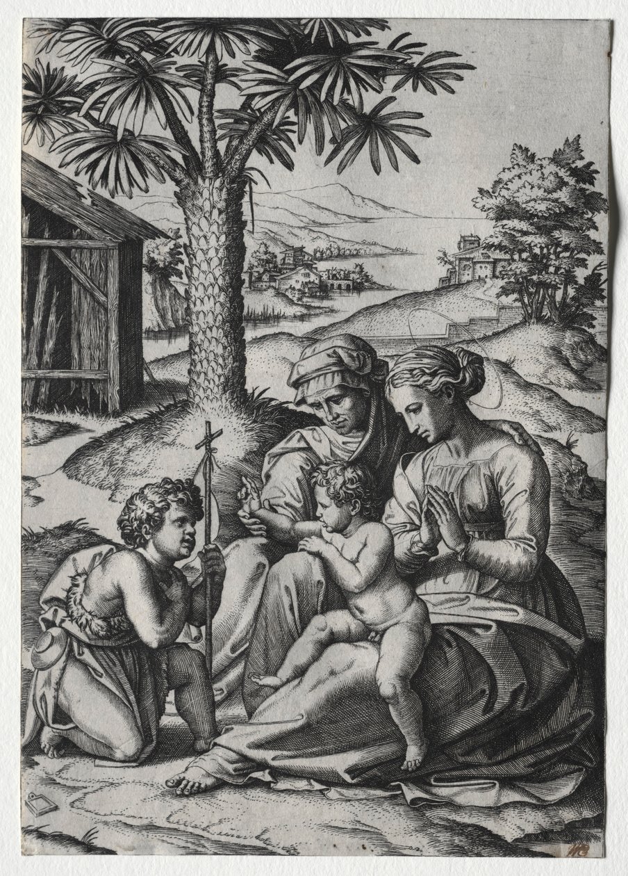 Madonna z Palmy. autorstwa Marcantonio Raimondi