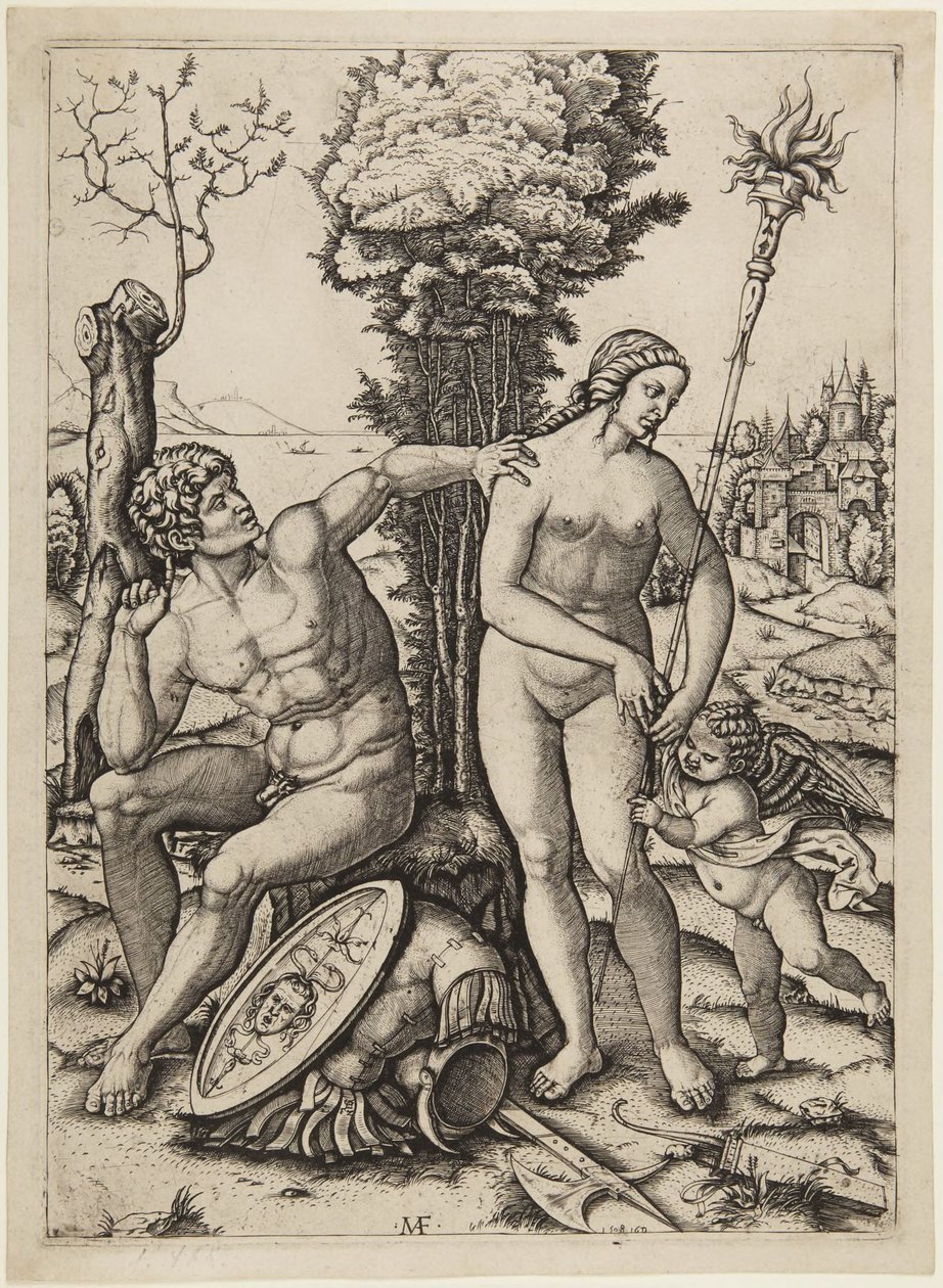 Mars, Wenus i Kupidyn autorstwa Marcantonio Raimondi