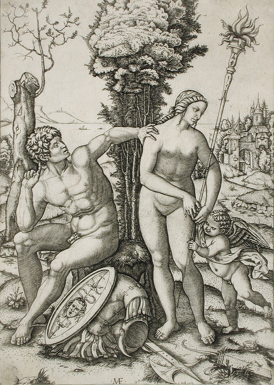 Mars, Wenus i Kupidyn autorstwa Marcantonio Raimondi