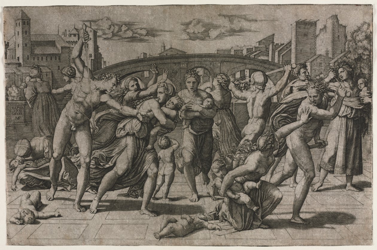 Masakra niewinnych bez jodły, ok. godz. 1513-15. autorstwa Marcantonio Raimondi