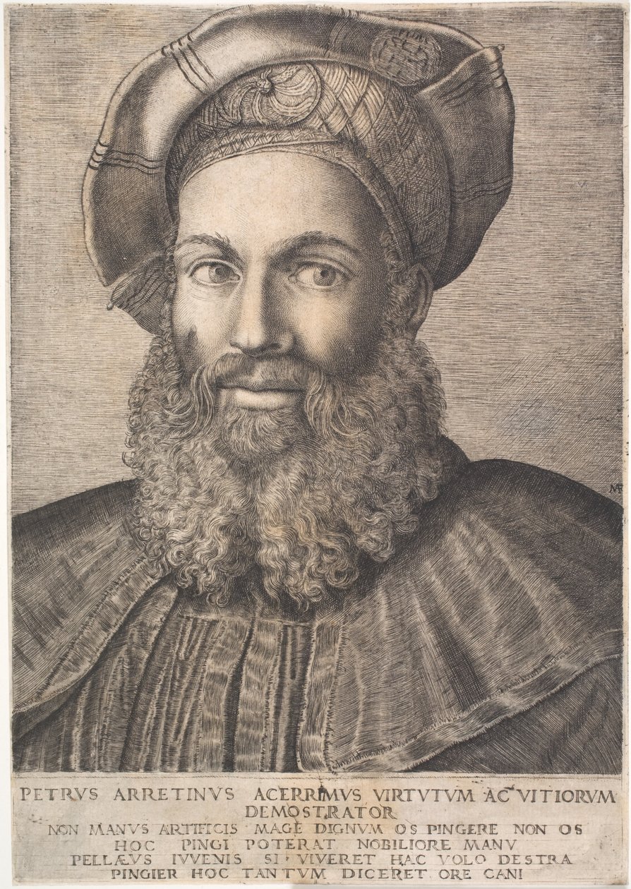 Pietro Aretino autorstwa Marcantonio Raimondi