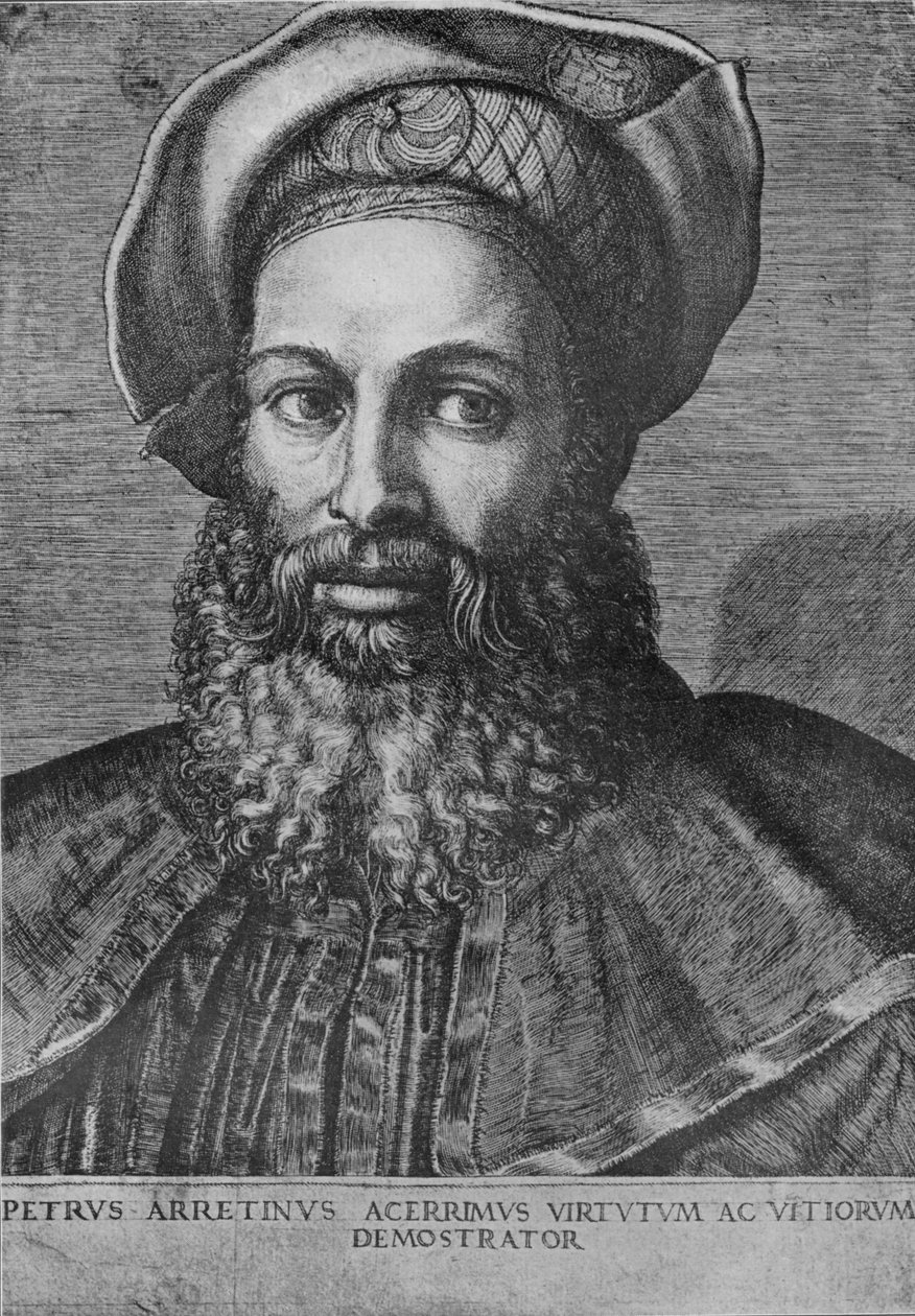 Portret Pietro Aretino, c1517 autorstwa Marcantonio Raimondi