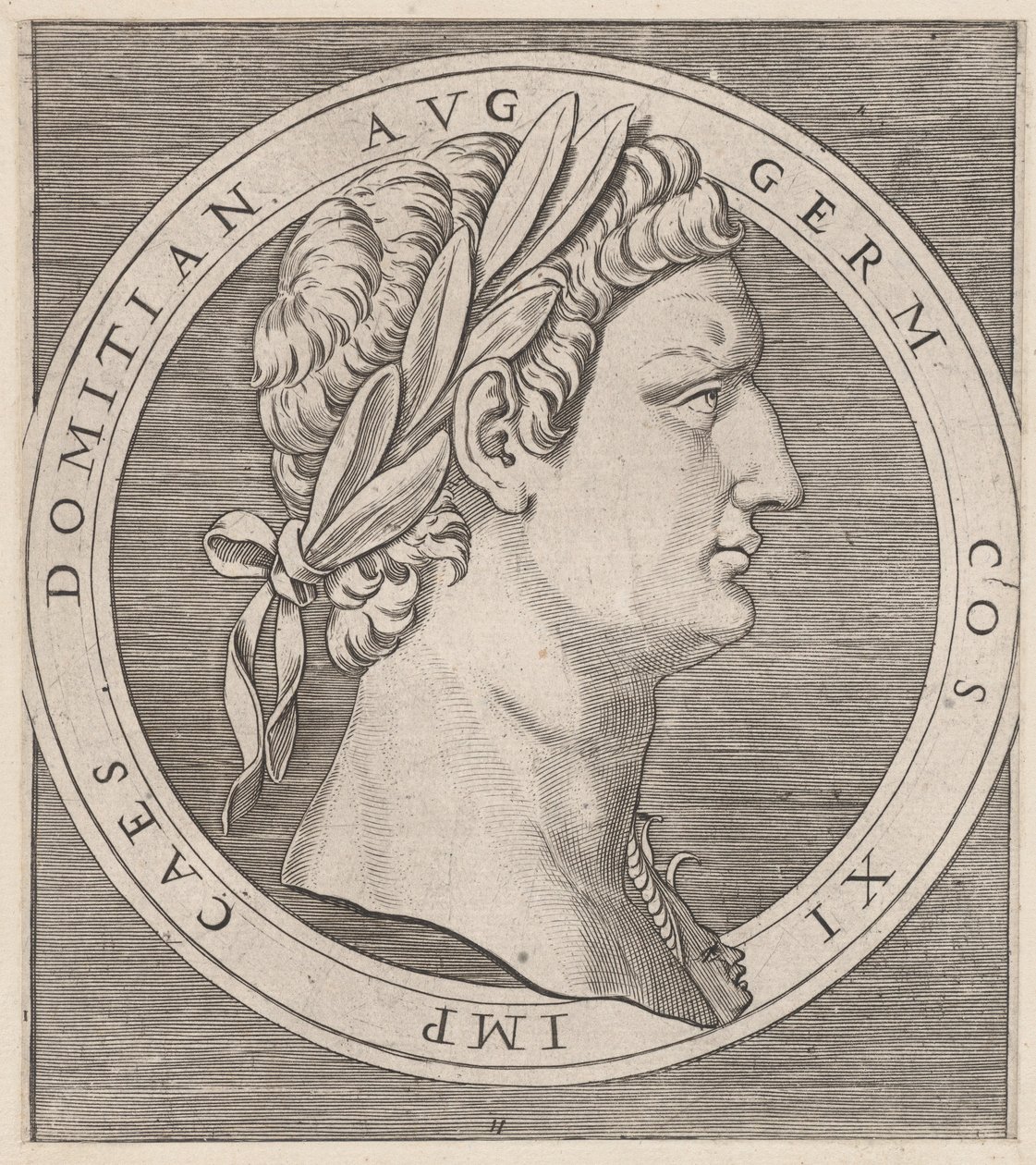 Zwierciadło rzymskiej świetności: Domicjan, z Dwunastu Cezarów, ca. 1500-1534., ca. 1500-1534. autorstwa Marcantonio Raimondi