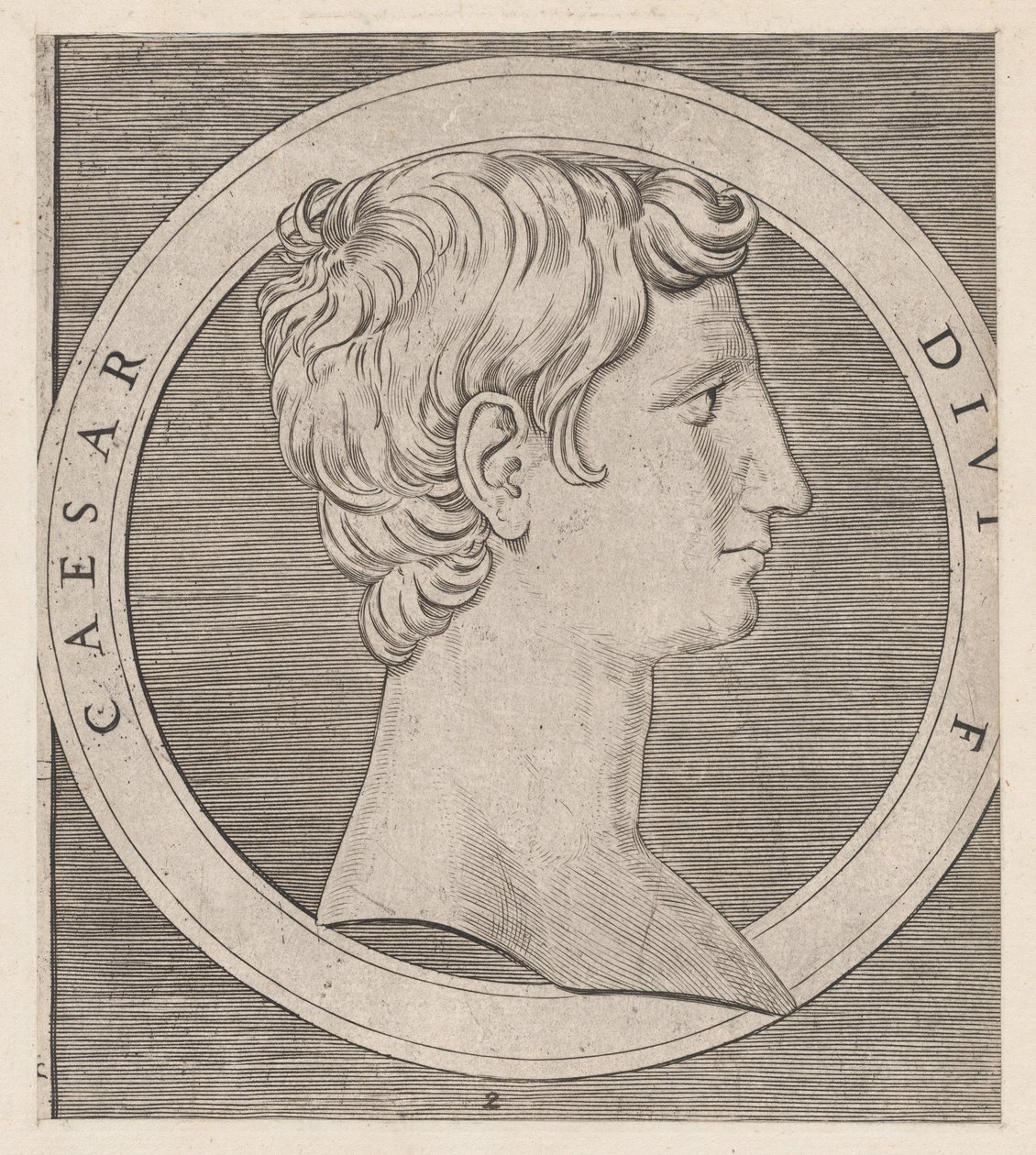 Lustro rzymskiej świetności: Oktawian August, z Dwunastu Cezarów, ca..., ca 1500-1534. autorstwa Marcantonio Raimondi