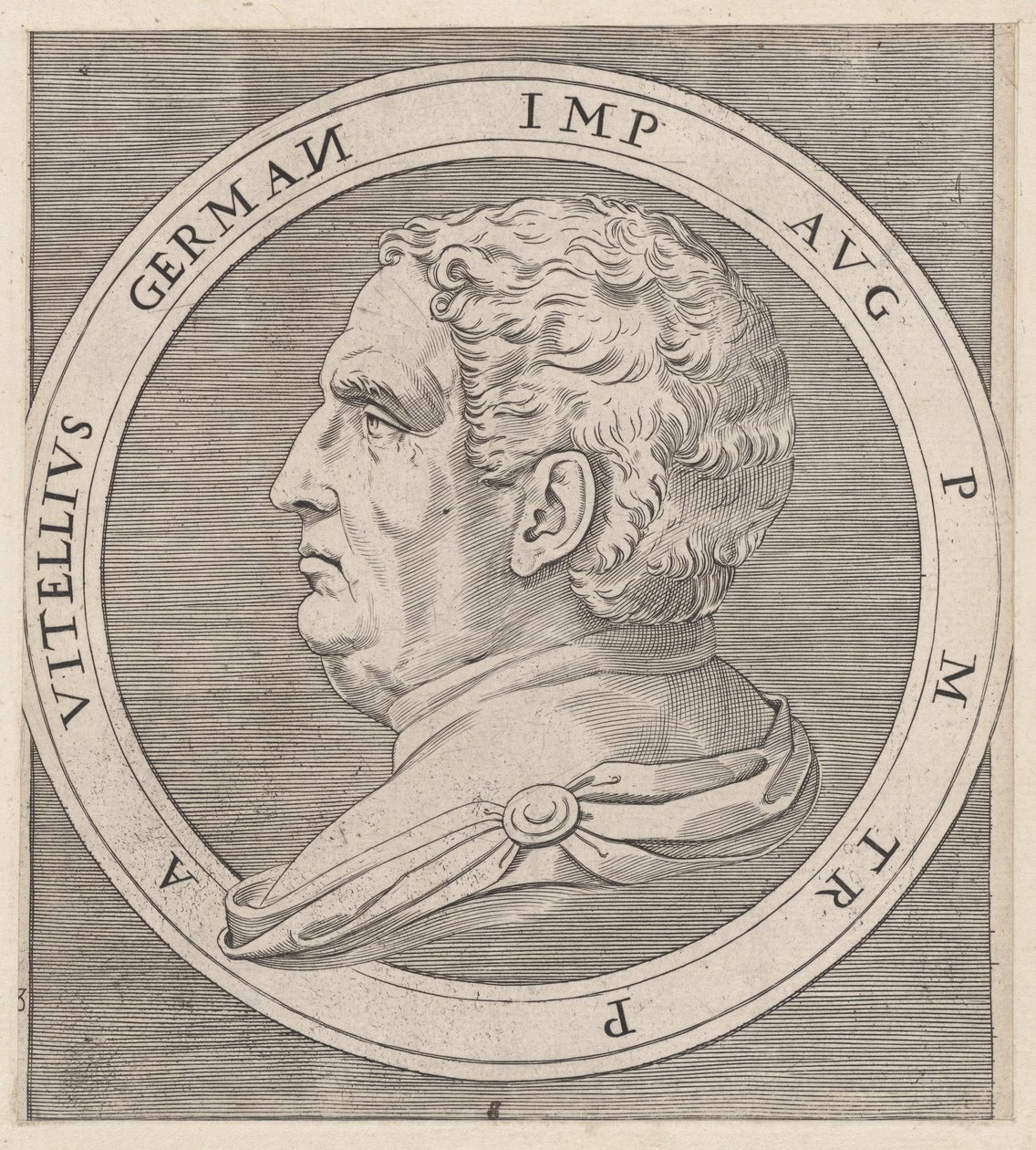 Lustro rzymskiej świetności: Witeliusz z Dwunastu Cezarów, ca. 1500-1534., ca. 1500-1534. autorstwa Marcantonio Raimondi