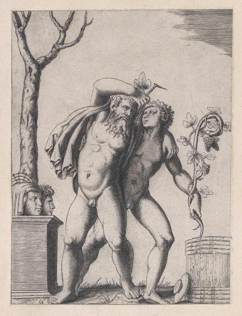 Zwierciadło Wspaniałości Rzymskiej: Młoda i Stara Bachantka, ca. 1514-36, ca. 1514-36. autorstwa Marcantonio Raimondi