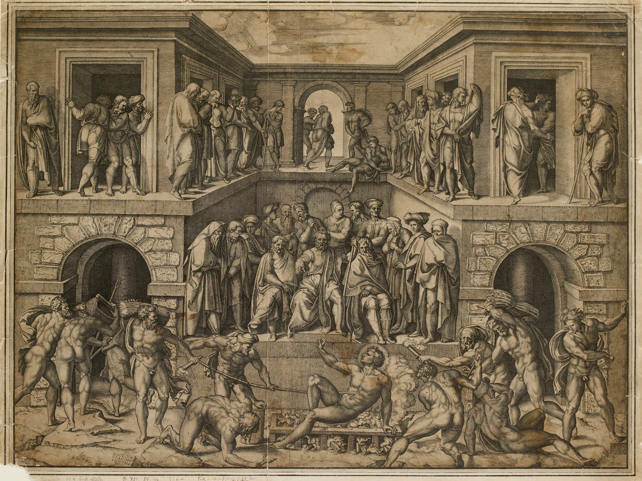 Męczeństwo św. Wawrzyńca, ok. 1525 autorstwa Marcantonio Raimondi