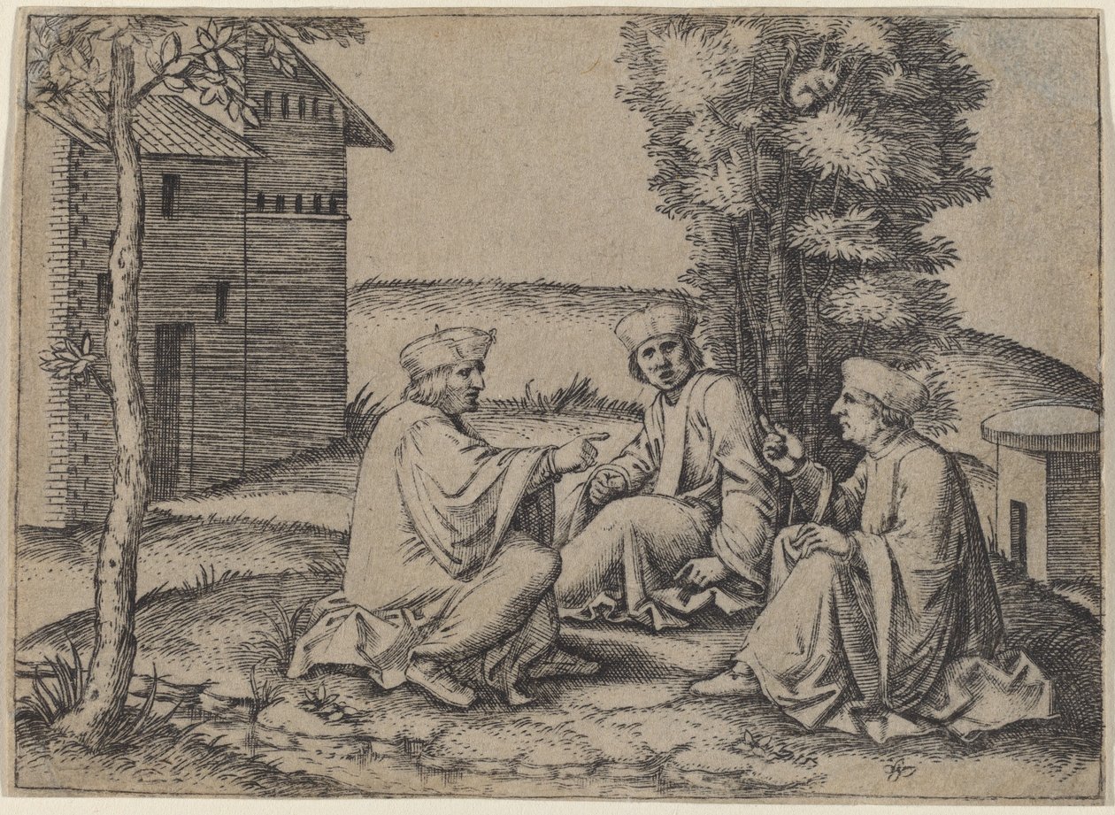 Trzej lekarze autorstwa Marcantonio Raimondi