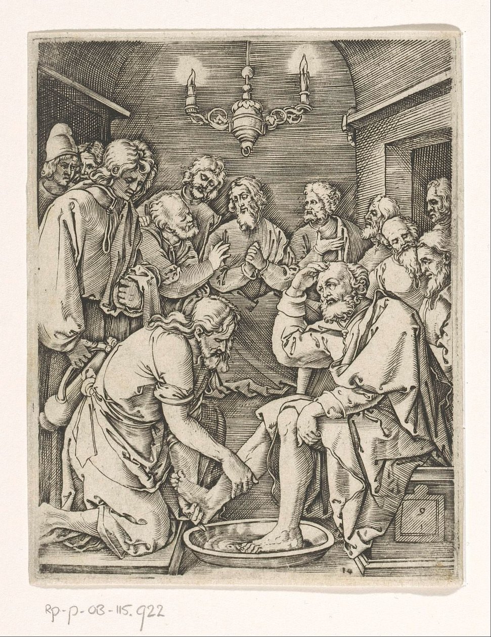 Mycie stóp Piotra Męka Chrystusa (tytuł serii) autorstwa Marcantonio Raimondi
