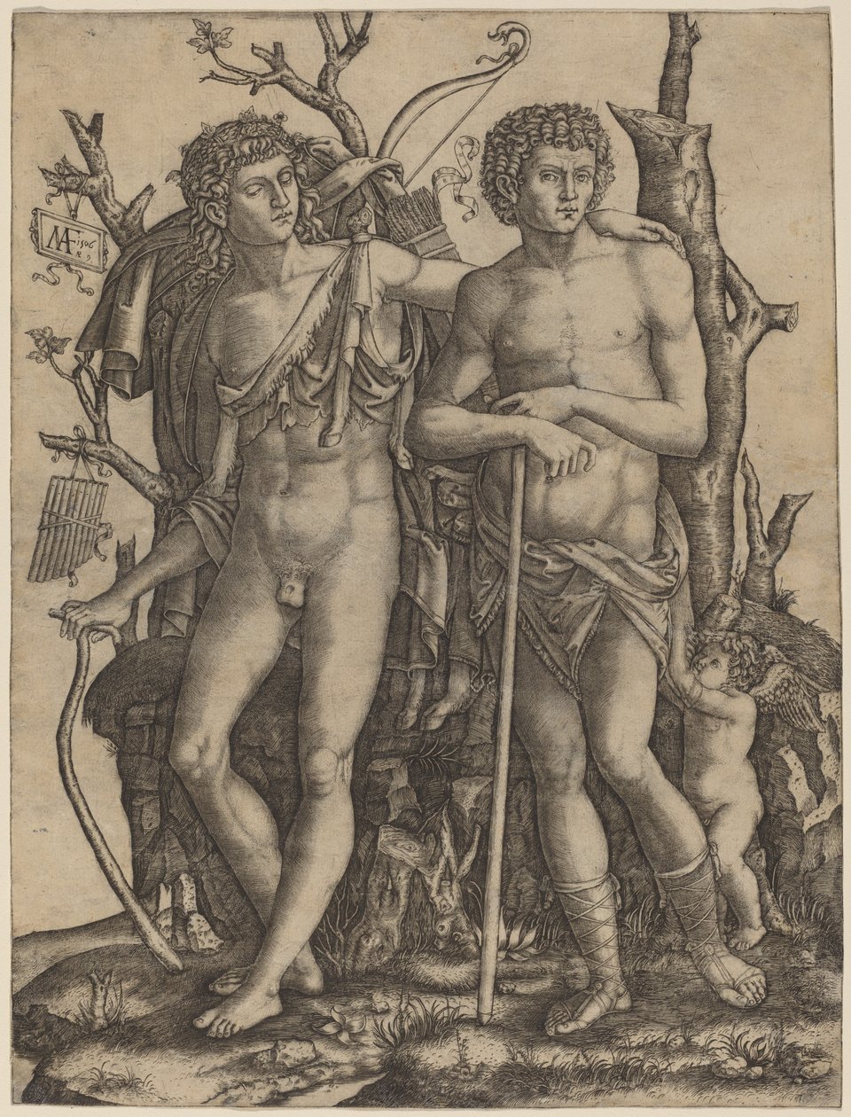 Apollo i Hiacynt autorstwa Marcantonio Raimondi after Francesco Francia