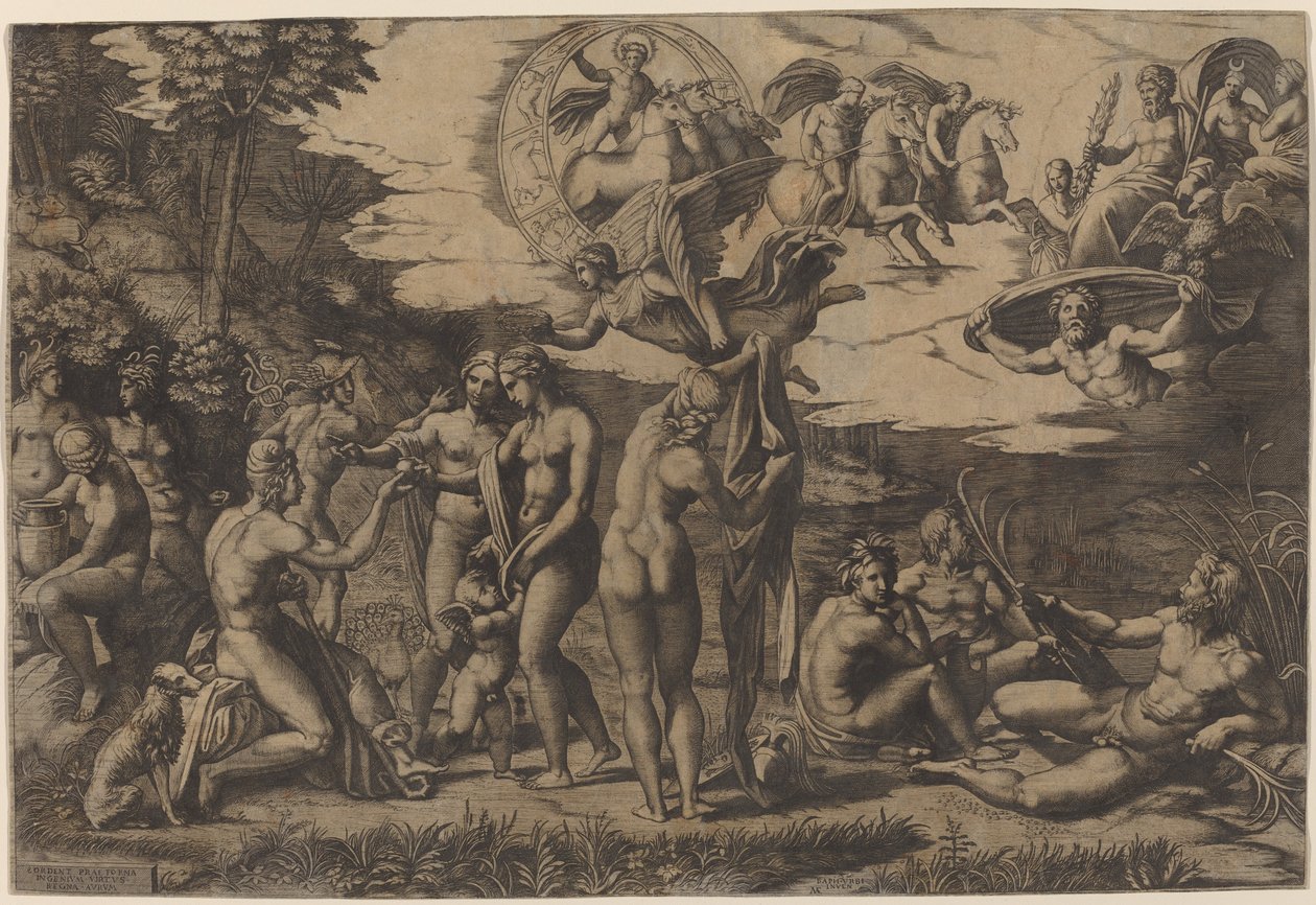 Wyrok Paryża autorstwa Marcantonio Raimondi after Raphael