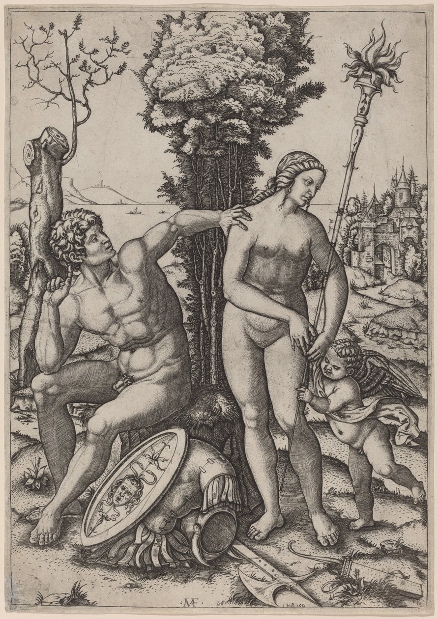 Mars, Wenus i Eros autorstwa Marcantonio Raimondi possibly after Andrea Mantegna