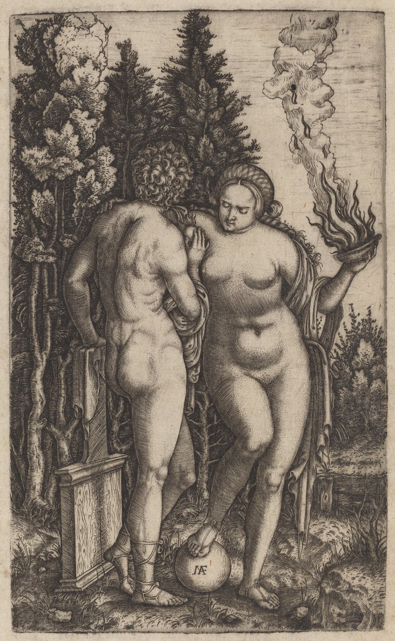 Mężczyzna i kobieta z piłką autorstwa Marcantonio Raimondi possibly after Francesco Francia