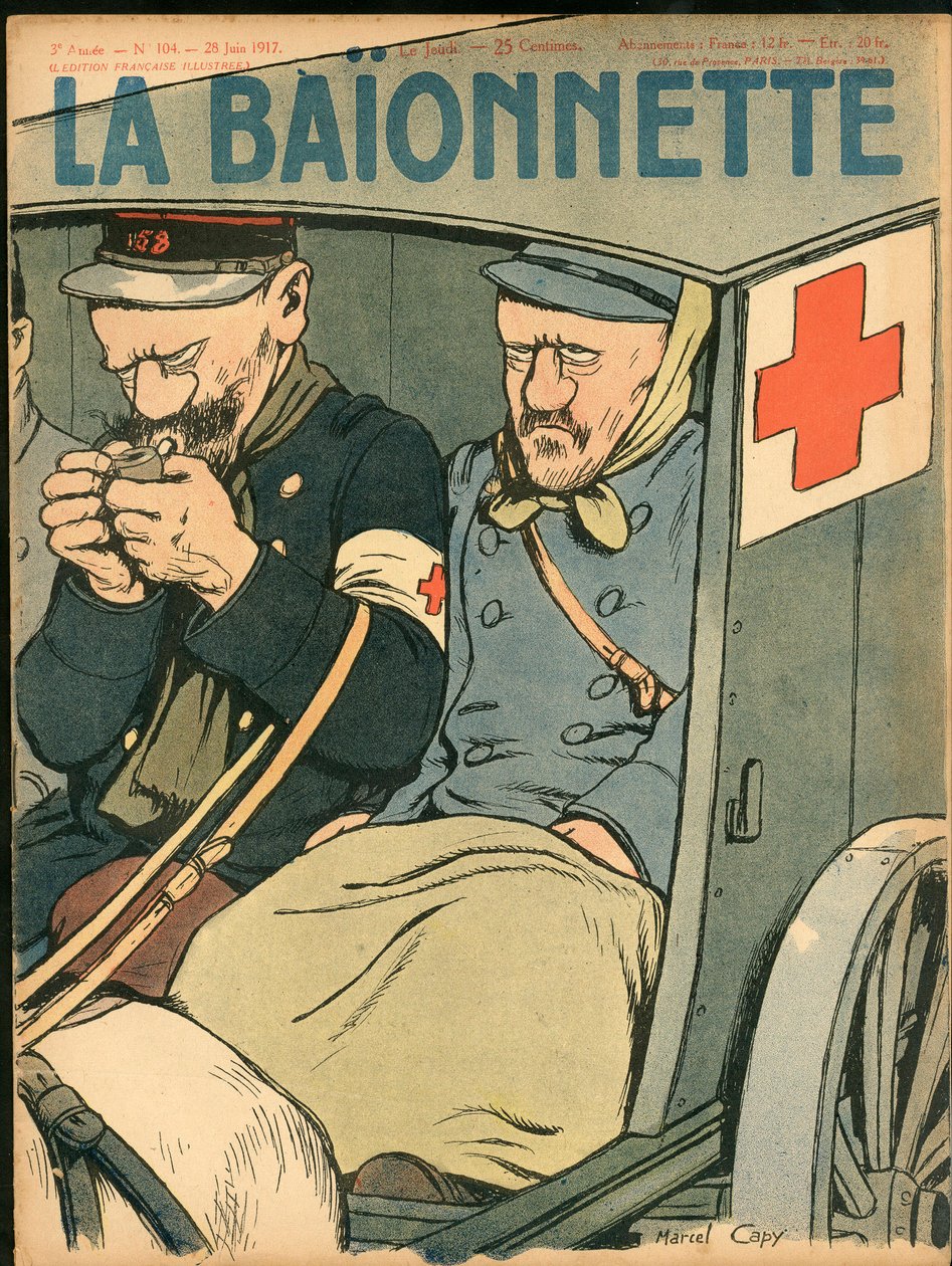 Okładka „”La Baionnette””, Satyryczna w kolorach autorstwa Marcel Amable O.L. Capy