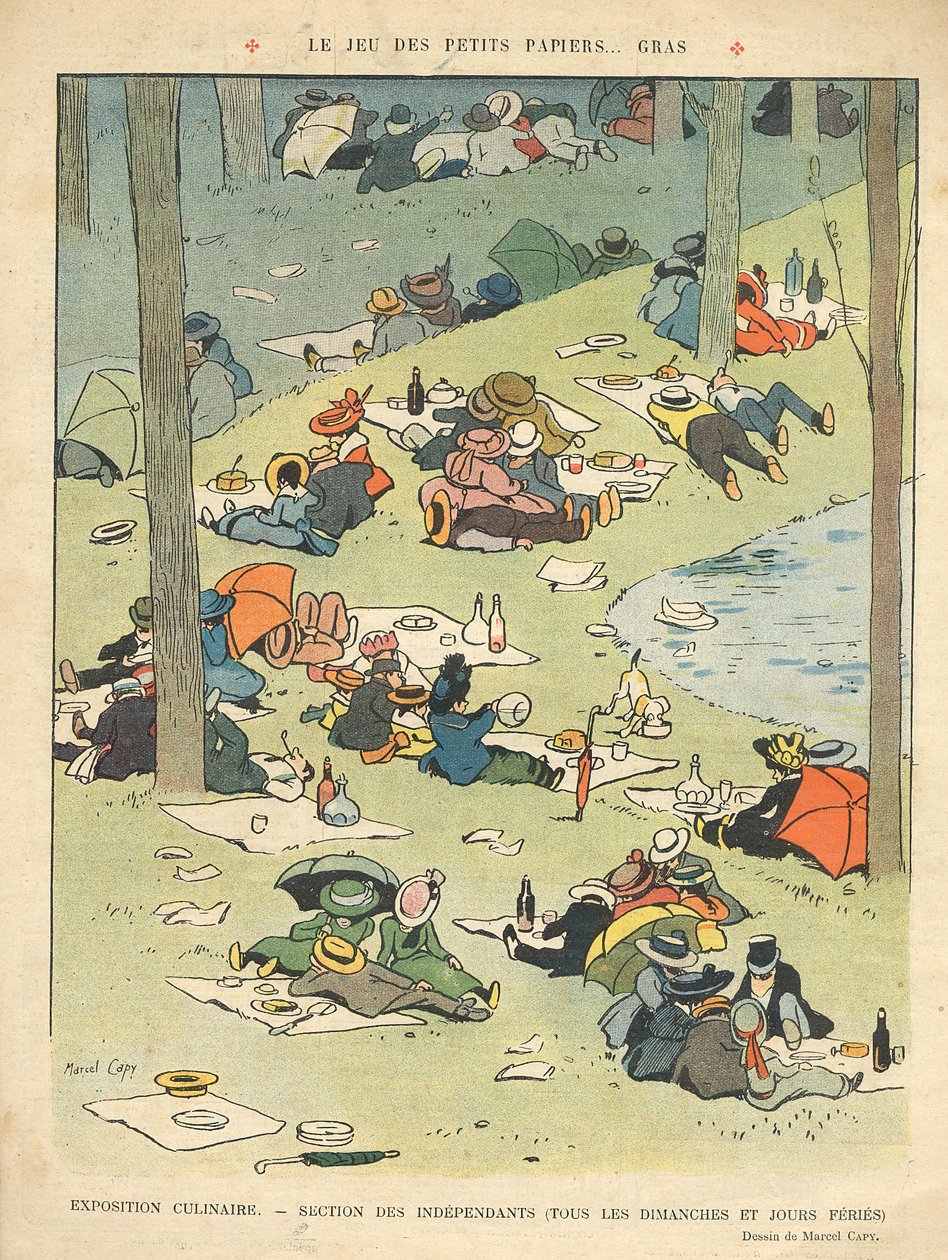Wystawa sztuki kulinarnej - Salon des Independants (w każdą niedzielę i święta) z tylnej okładki "Le Rire", 28 maja 1910 r. autorstwa Marcel Amable O.L. Capy