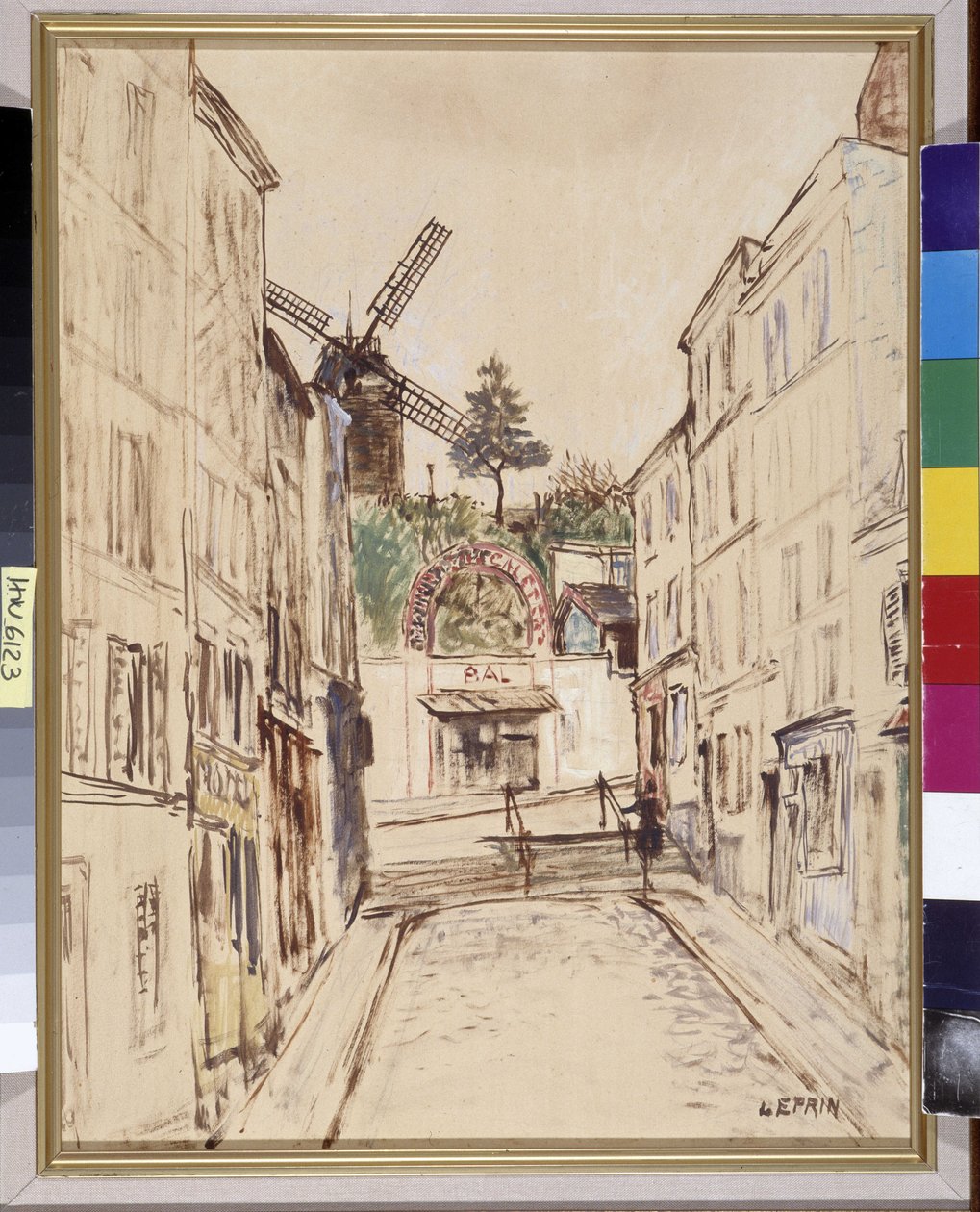 Le Moulin de la Galette: widok na słynny kabaret Montmartre. Olej na płótnie Marouflee autorstwa Marcela Leprina (1891-1933). Wzmianka obowiązkowa: Kolekcja fundacji Regards de Provence, Marseille autorstwa Marcel Leprin