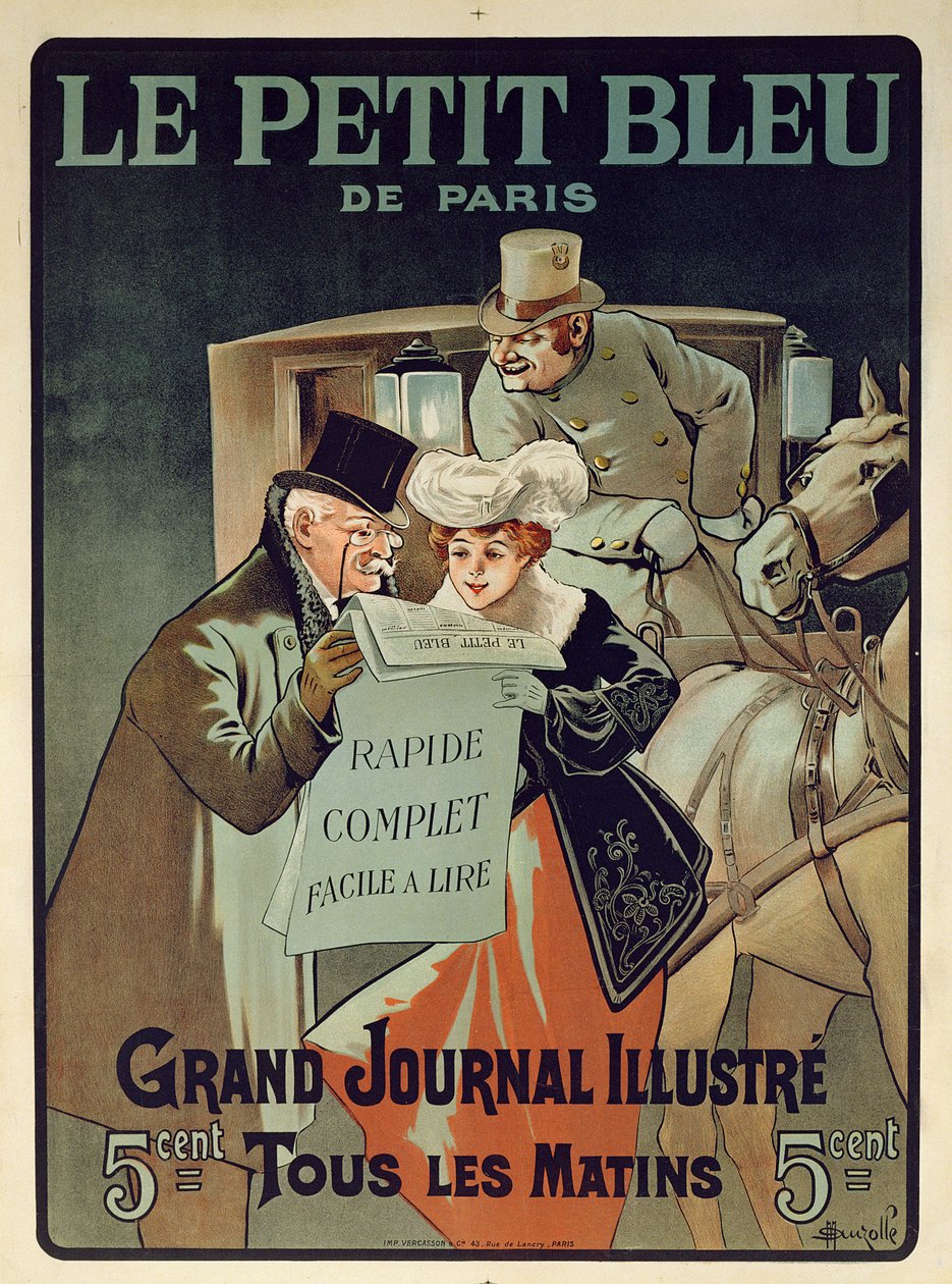 Francuski plakat reklamujący gazetę „Le Petit Bleu de Paris” autorstwa Marcelin Auzolle