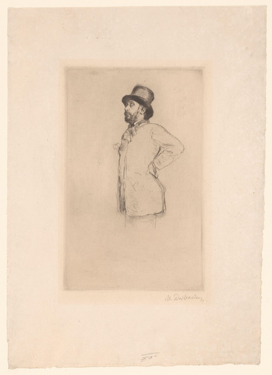 Portret Edgara Degasa autorstwa Marcellin Gilbert Desboutin (signed by artist)