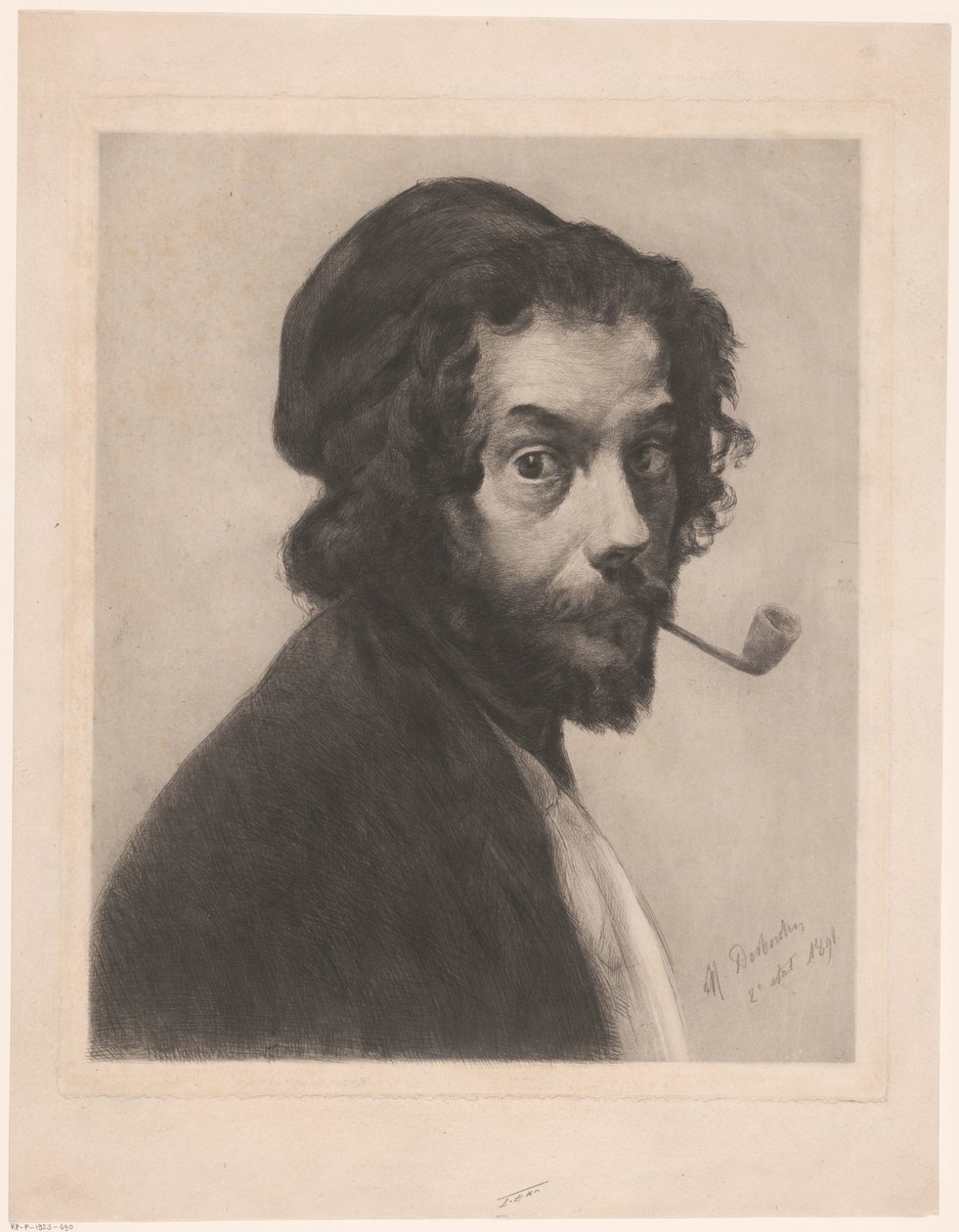 Autoportret z fajką autorstwa Marcellin Gilbert Desboutin (signed by artist)