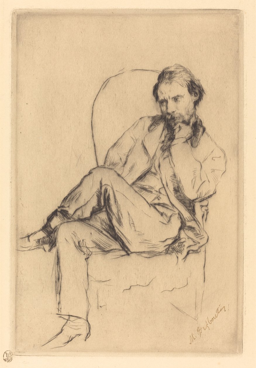 Renoir w pozycji siedzącej autorstwa Marcellin Gilbert Desboutin