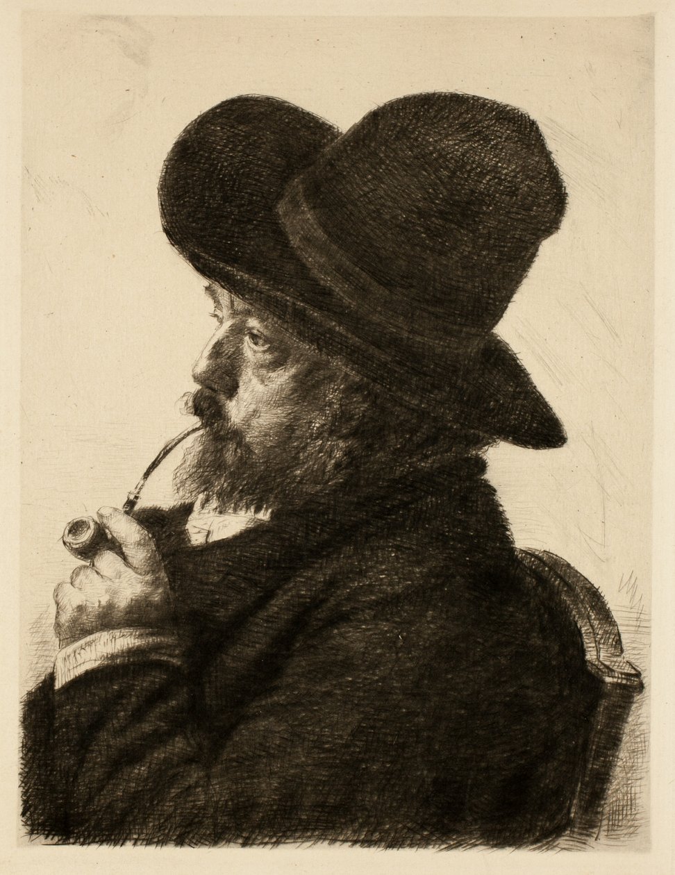 Palenie w dużym kapeluszu (autoportret) autorstwa Marcellin Gilbert Desboutin