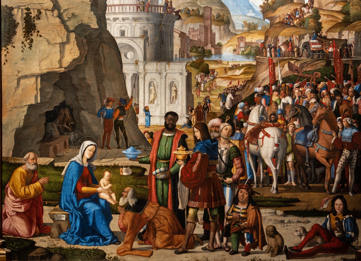 Adoracja Mędrców, fragment autorstwa Marcello Fogolino