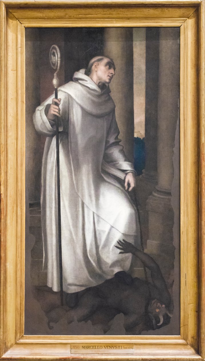Św. Bernard miażdżący demona autorstwa Marcello Venusti
