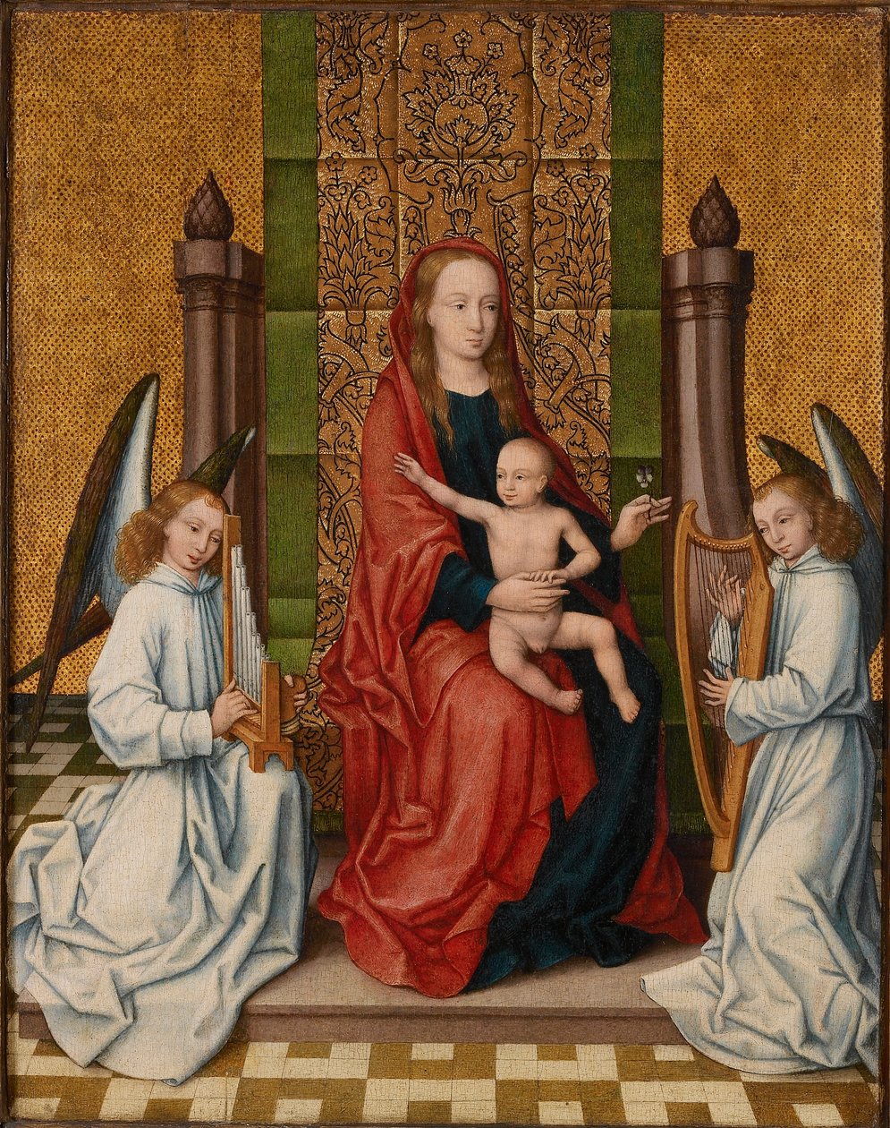 Dziewica z Dzieciątkiem na tronie między 1550 a 1560 rokiem. autorstwa Marcellus Coffermans