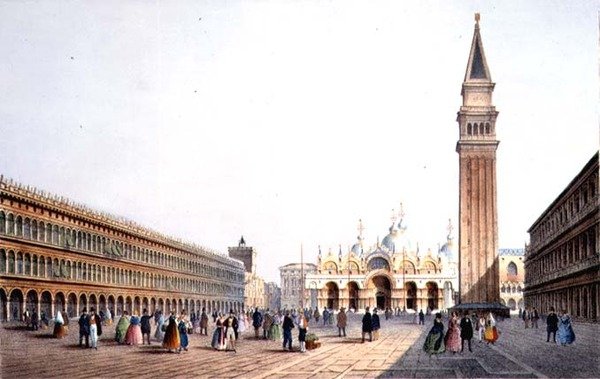 Piazza S. Marco, Brizeghel (litho)poli сийлбэрлэсэн autorstwa Marco (after) Moro