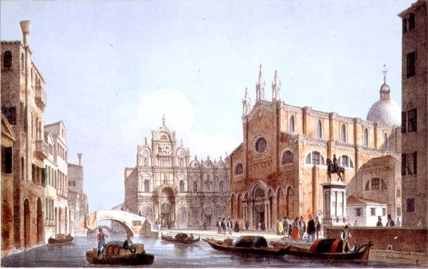Kościół św. Giovanni i Paolo i S. Marco, Wenecja, grawerowane przez Brizeghela (lito) autorstwa Marco (after) Moro