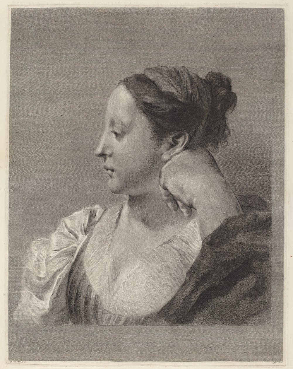 Młoda kobieta w profilu autorstwa Marco Alvise Pitteri after Giovanni Battista Piazzetta