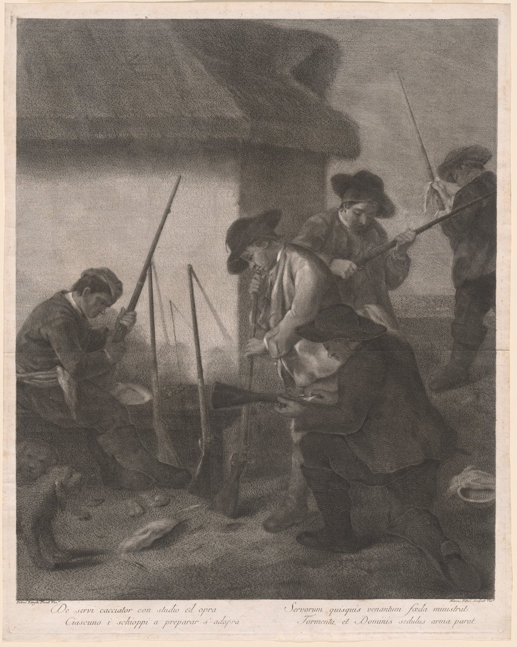De Servi Cacciator... (Służący przygotowują broń do polowania) autorstwa Marco Alvise Pitteri after Pietro Longhi