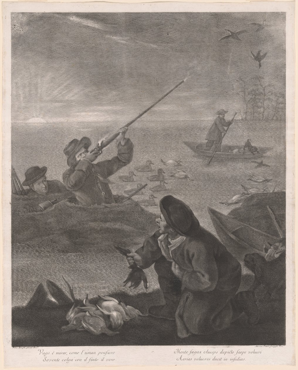 Niejasne jest celowanie, z uman pensiero... (Strzelanie z ukrycia) autorstwa Marco Alvise Pitteri after Pietro Longhi