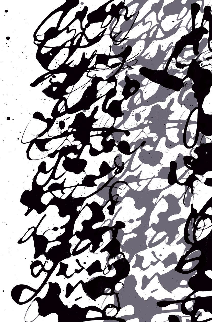 Asemic Writing, 2014 (tusz na papierze) autorstwa Marco Campedelli