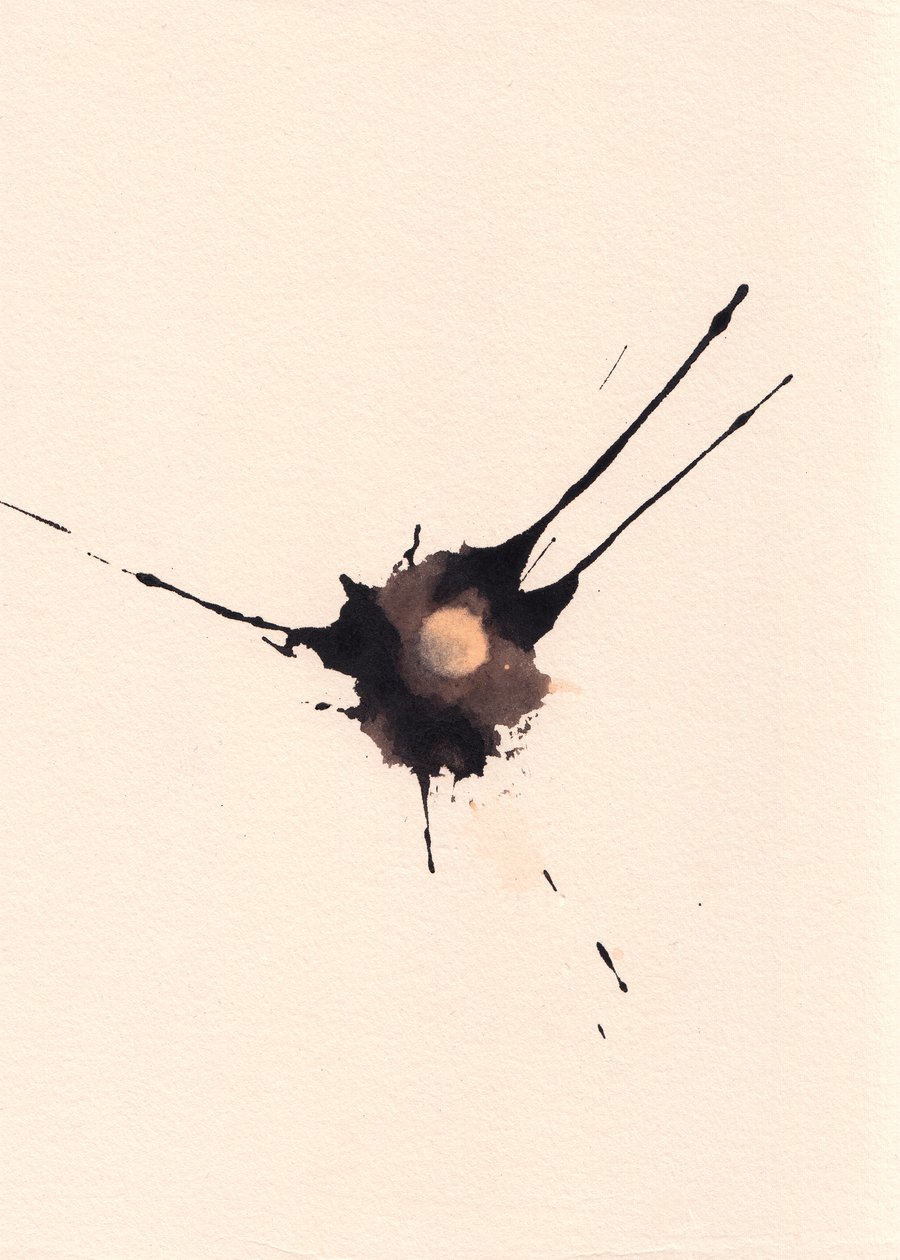 Blot 2, 2018 (tusz i wybielacz na papierze) autorstwa Marco Campedelli