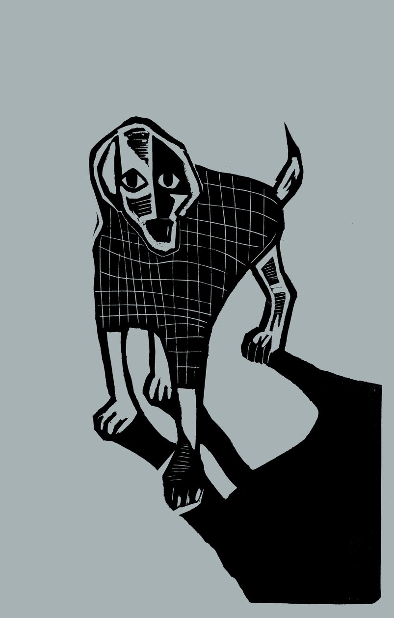 Pies, 2023 (linoleum na papierze) autorstwa Marco Campedelli