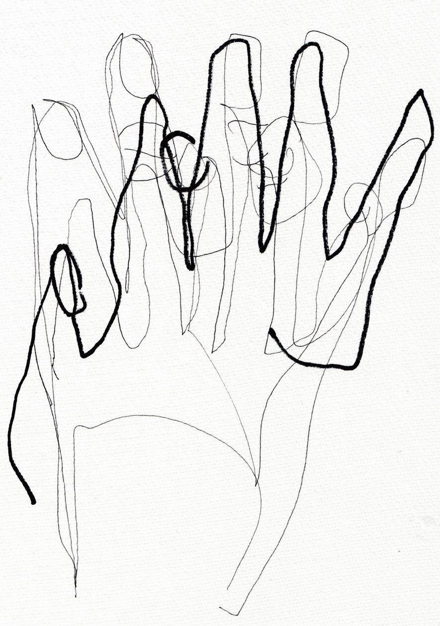 Psyco Hand, 2017 (pióro i marker na papierze) autorstwa Marco Campedelli