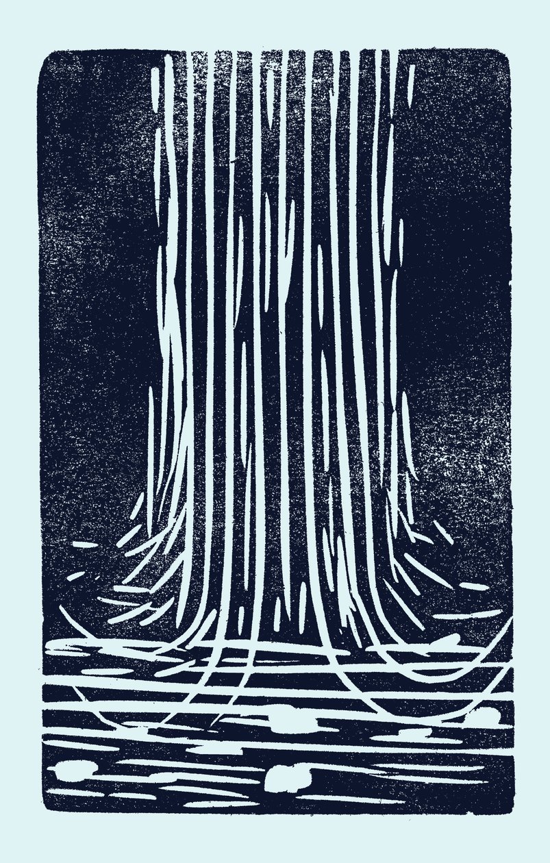 Wodospad, 2014 (linoleum na papierze) autorstwa Marco Campedelli