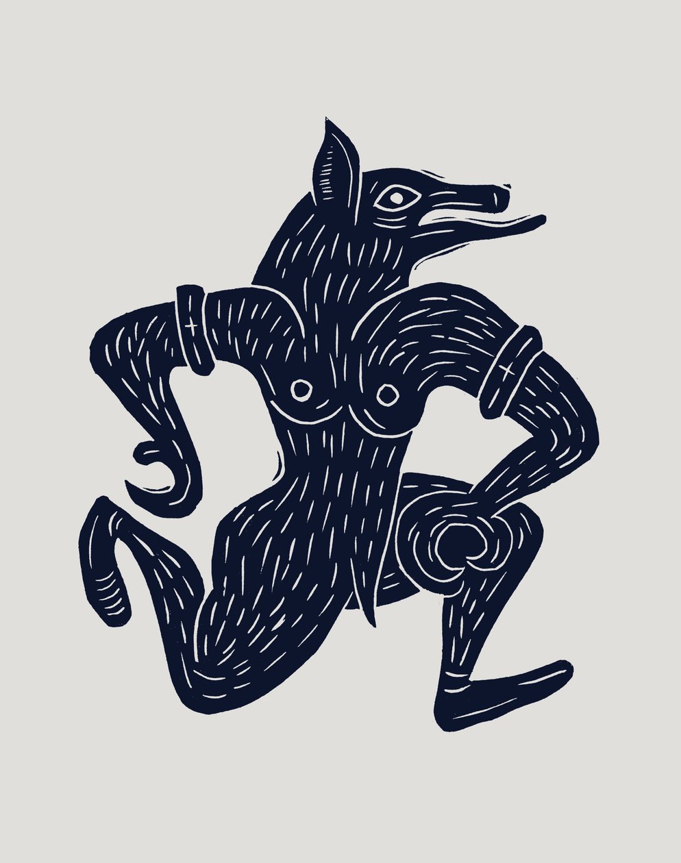 Wilkołak, 2023 (linoleum na papierze) autorstwa Marco Campedelli