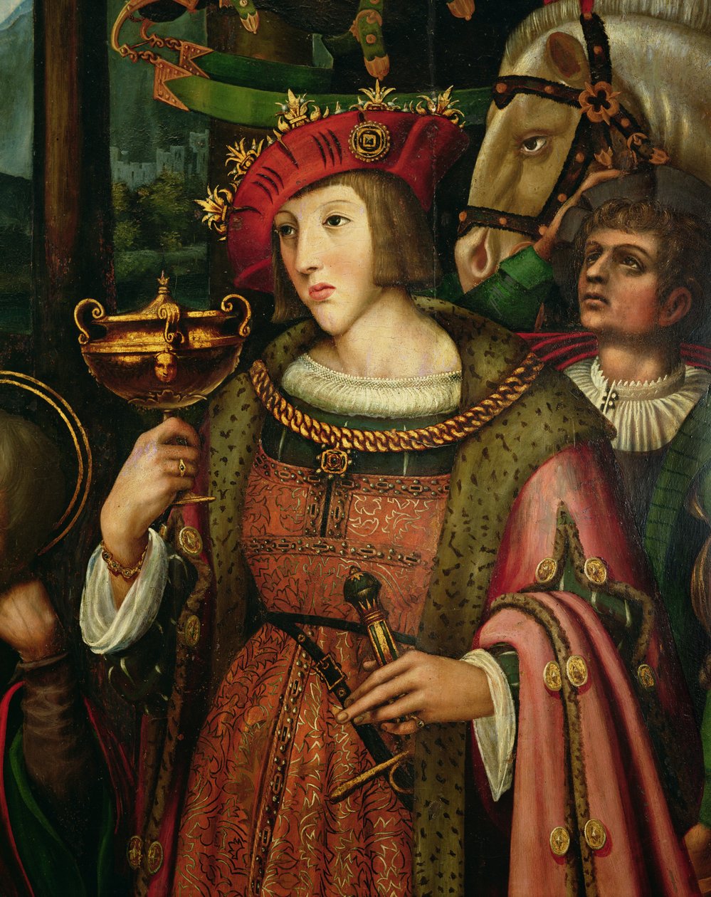 Karol V (1500-1558) z Hiszpanii (olej na panelu, detal) autorstwa Marco Cardisco