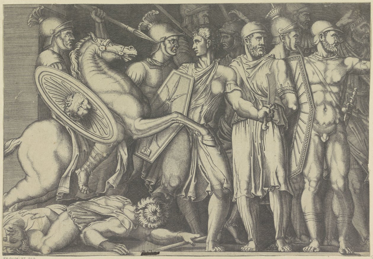 Trajan walczący z Dakami autorstwa Marco Dente (attributed to)