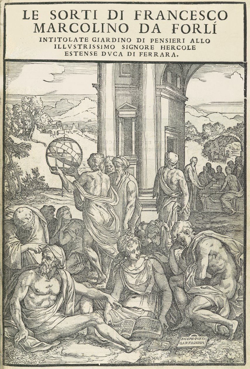 Le Sorti… zatytułowany ogród myśli, październik 1540. Twórcy: Nieznany, Marco Dente. autorstwa Marco Dente